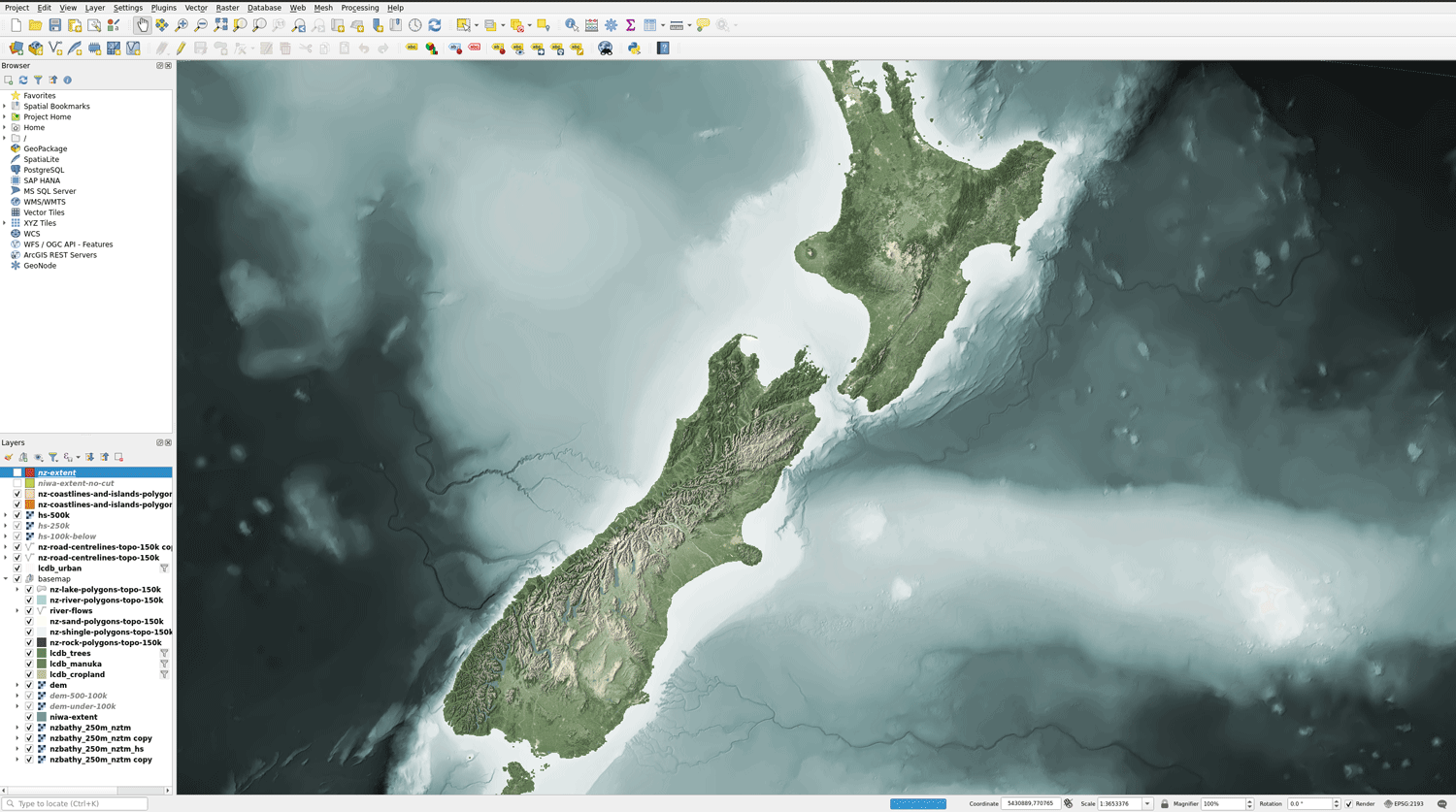 Screenshot of the set-up in QGIS.